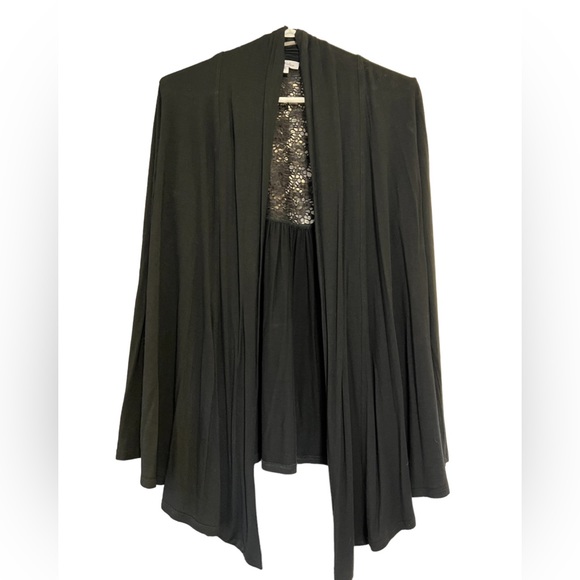 EUC black Dante Malan open front cardigan with lace - Picture 1 of 6